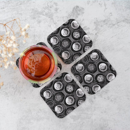 Black White Moon and Sun Coasters