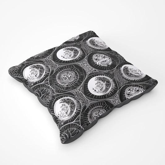 Black White Moon And Sun Floor Cushion