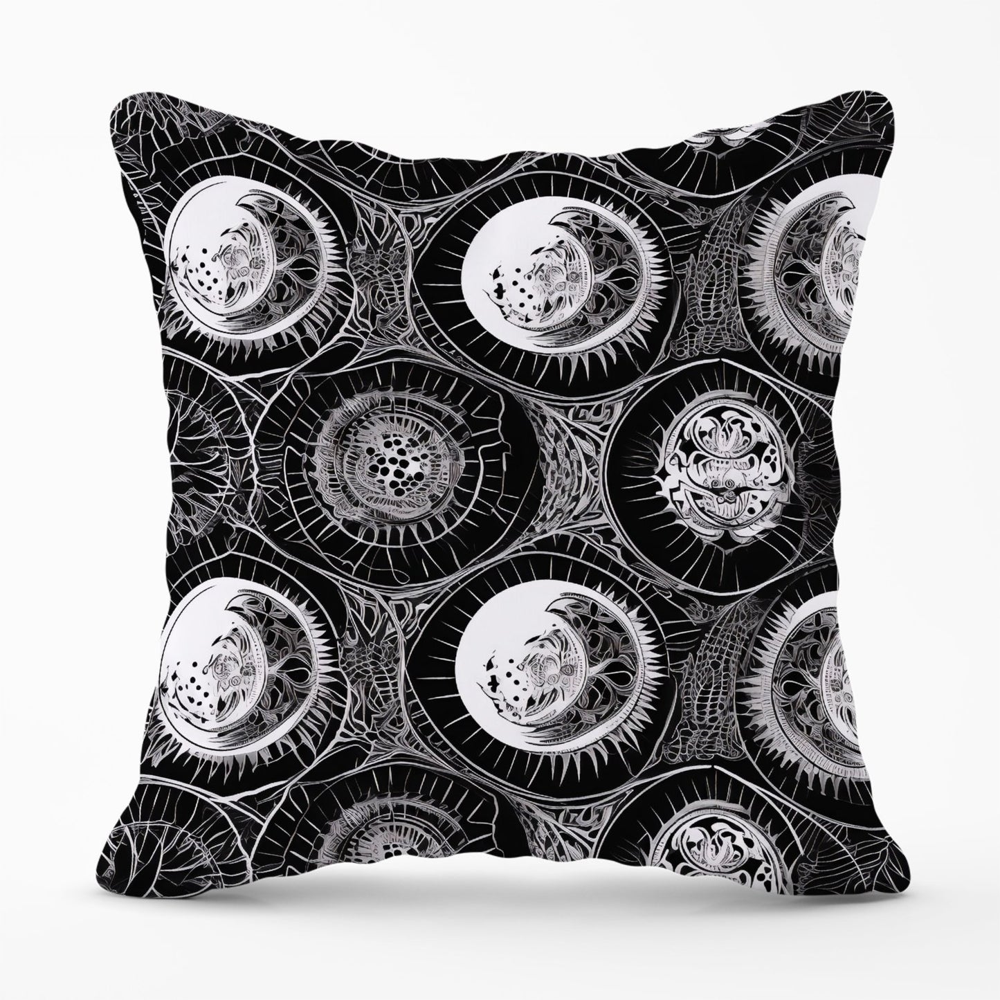 Black White Moon and Sun Outdoor Cushion