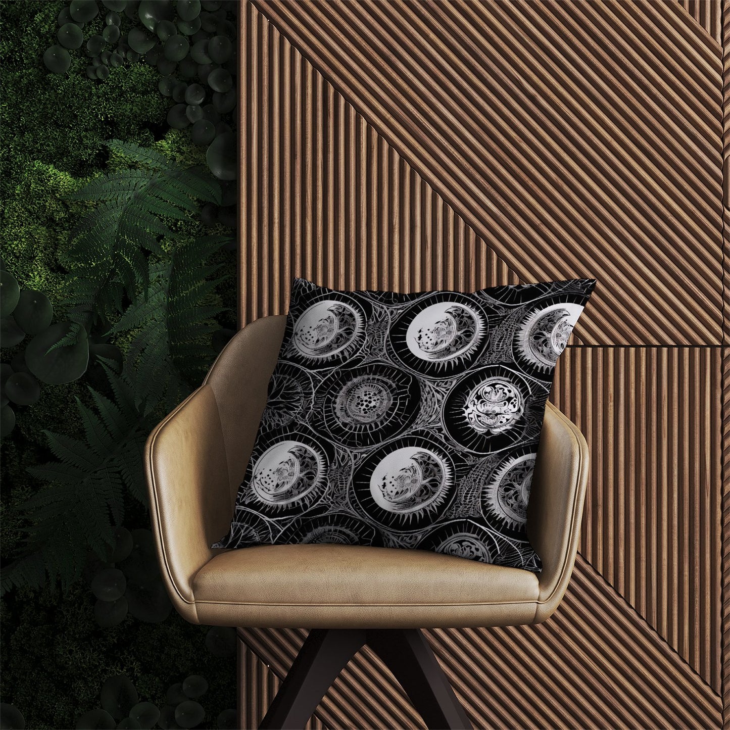 Black White Moon and Sun Outdoor Cushion