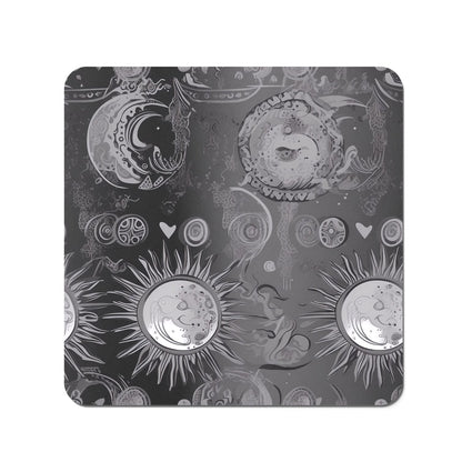 Black Grey Abstract Sun and Moon Coasters