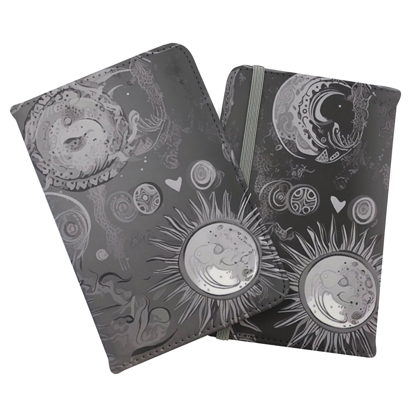 Black Grey Abstract Sun and Moon Passport Cover