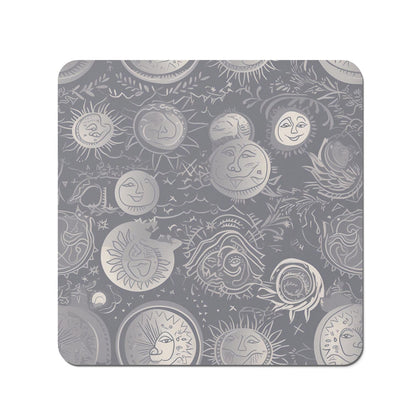 Sun and Moon in Grey Coasters