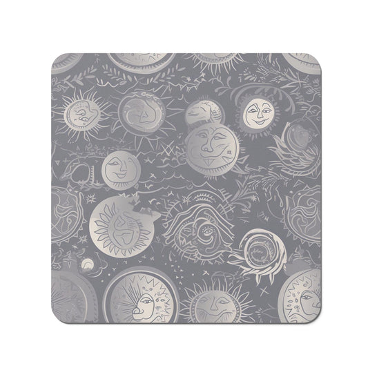 Sun and Moon in Grey Coasters