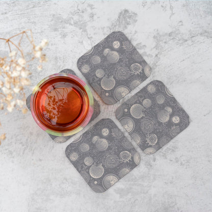 Sun and Moon in Grey Coasters