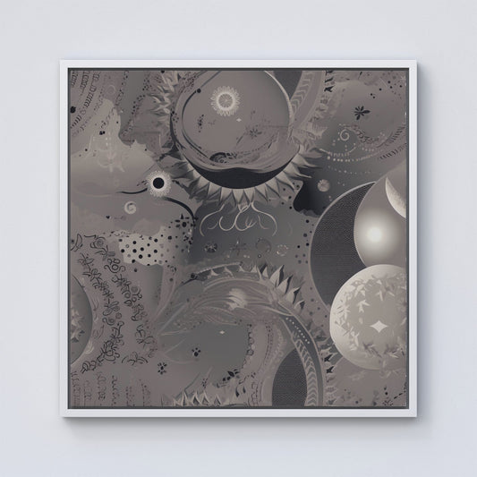 Abstract Moon Shapes Framed Canvas