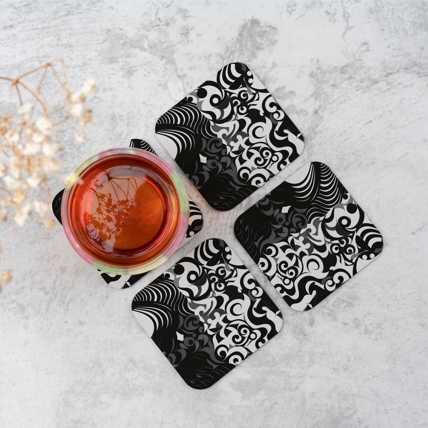 Black Grey Abstract Coasters