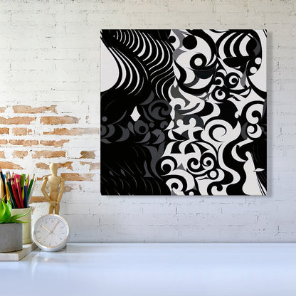 Black Grey Abstract Canvas