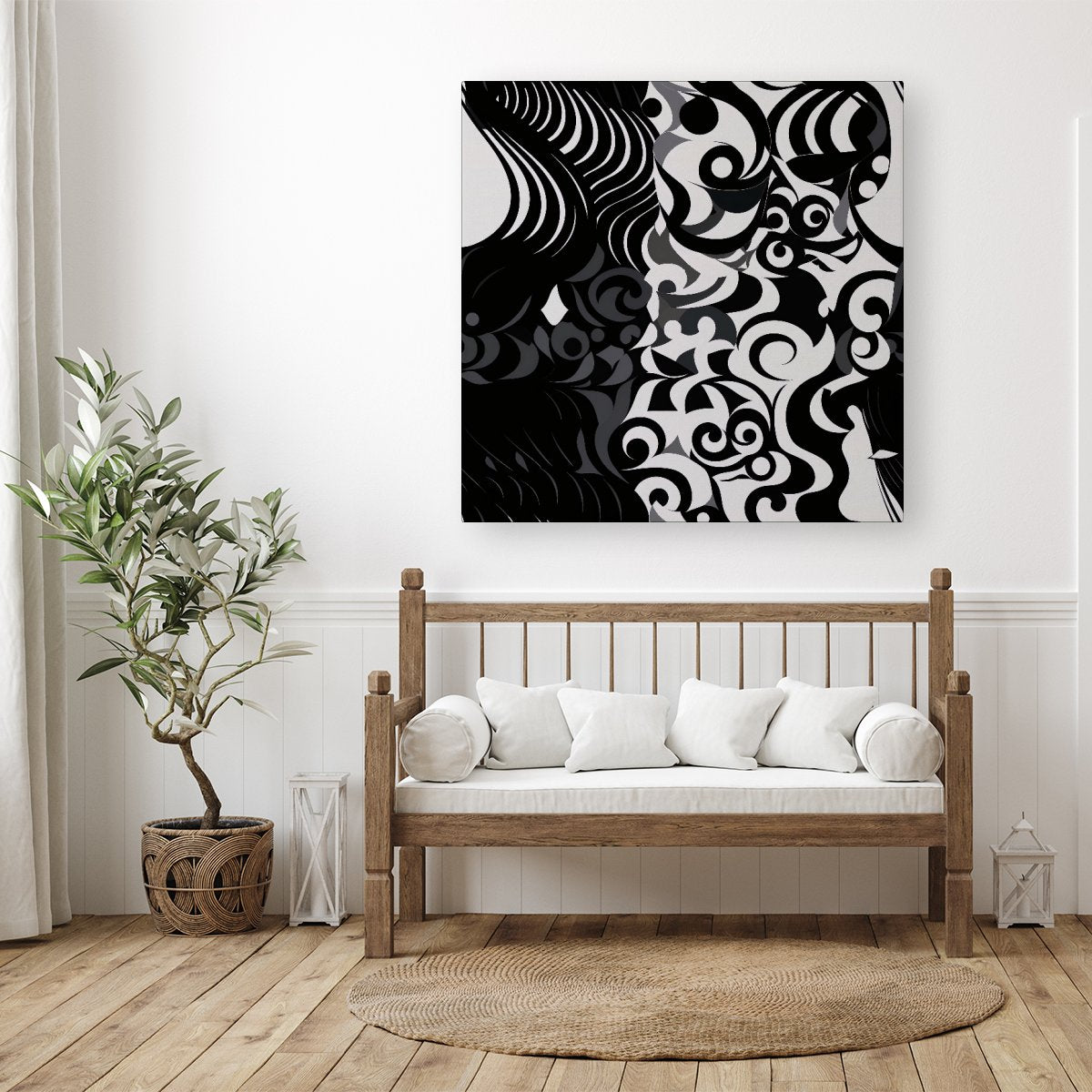 Black Grey Abstract Canvas