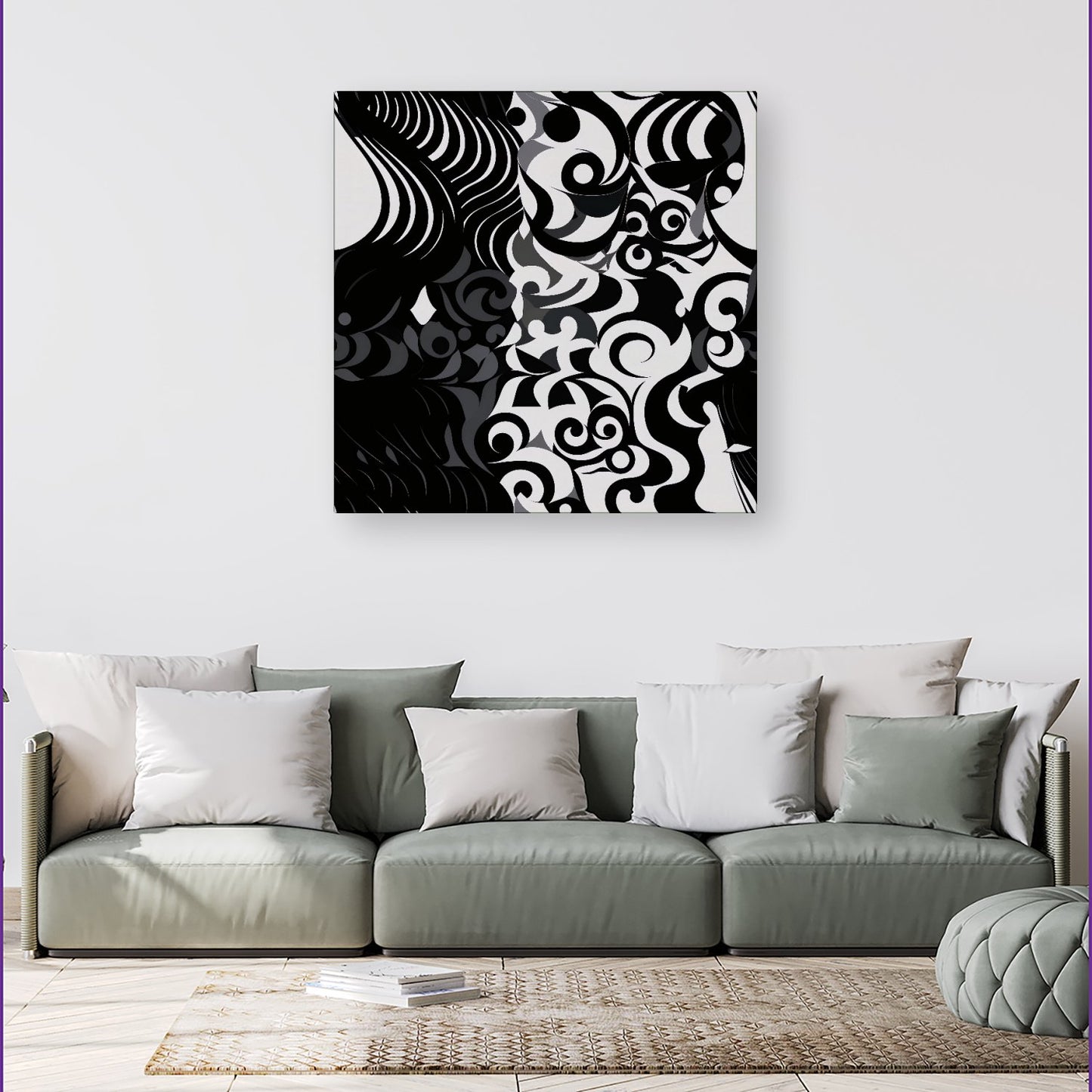 Black Grey Abstract Canvas