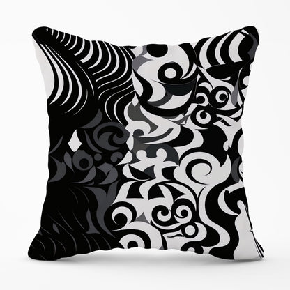 Black Grey Abstract Outdoor Cushion