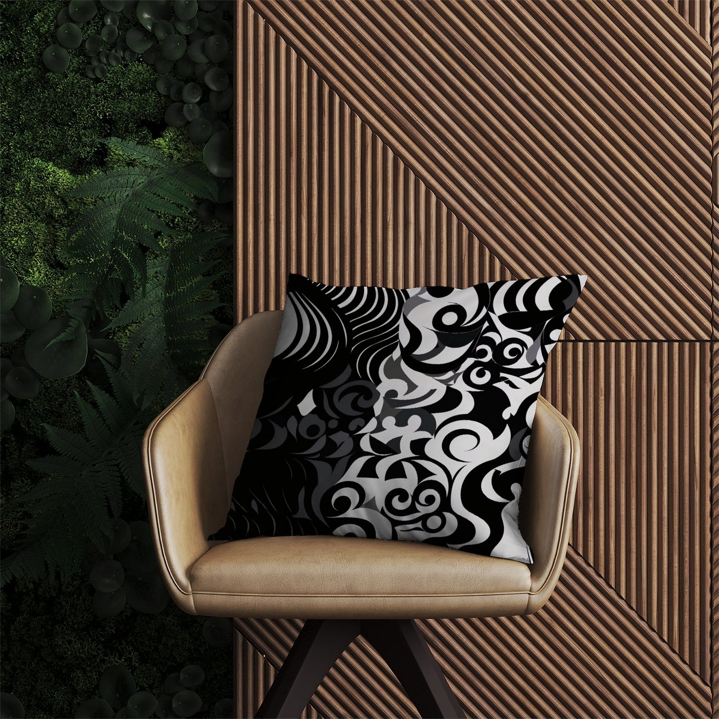 Black Grey Abstract Outdoor Cushion