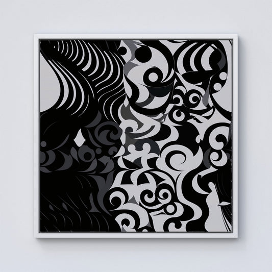 Black Grey Abstract Framed Canvas