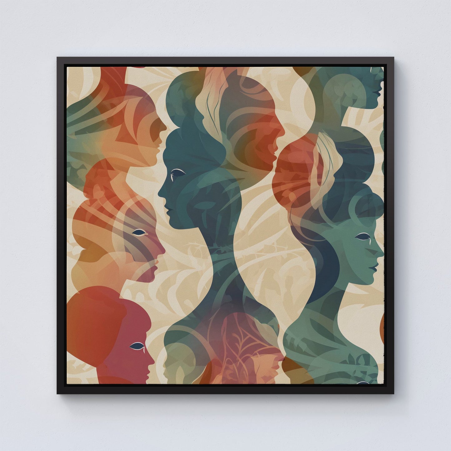 Coloured Silhouette Framed Canvas