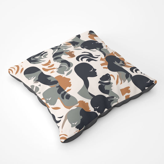 Abstract Grey Brown Silhouette Floor Cushion