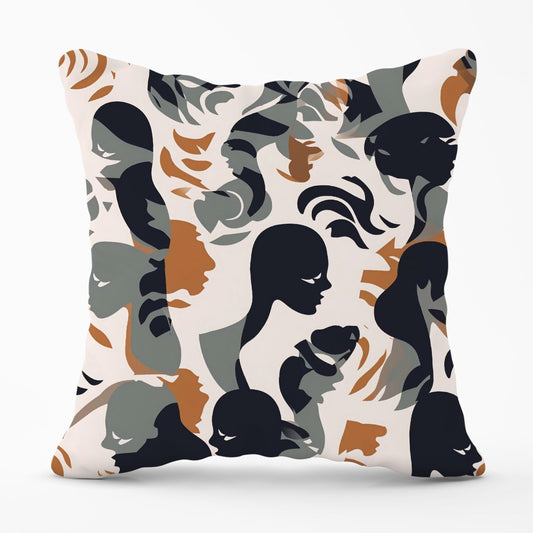 Abstract Grey Brown Silhouette Outdoor Cushion