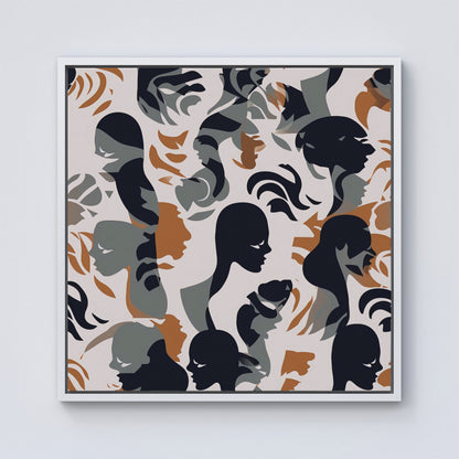 Abstract Grey Brown Silhouette Framed Canvas