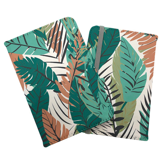 Tropical Floral Leaves Green Brown Passport Cover