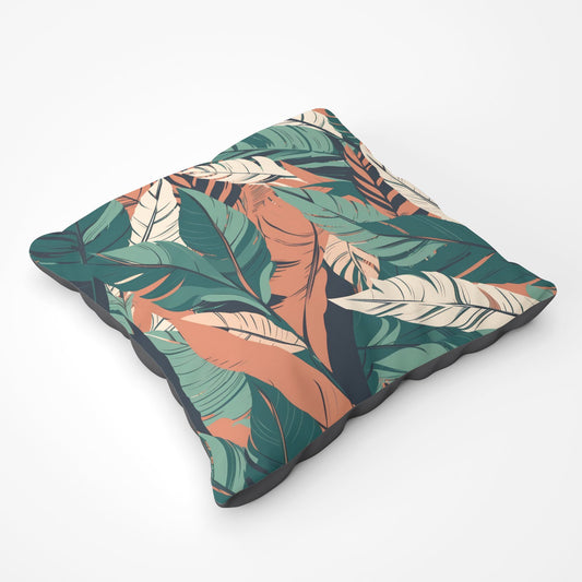 Autumn Tropical Leaves Floor Cushion