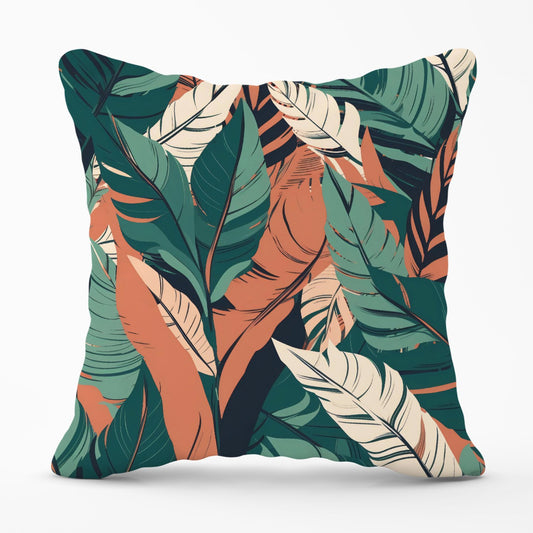 Autumn Tropical Leaves Outdoor Cushion