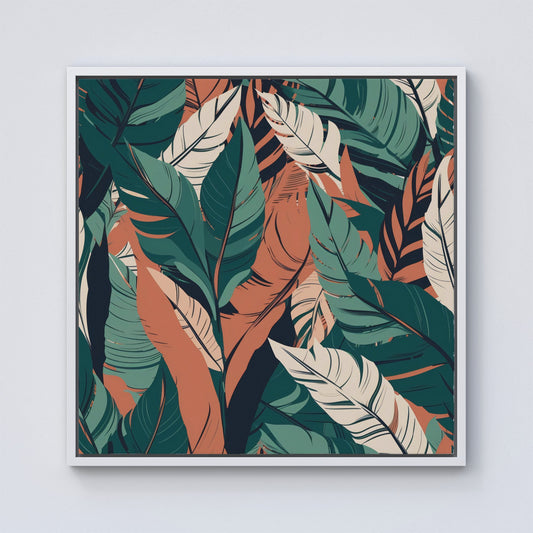 Autumn Tropical Leaves Framed Canvas