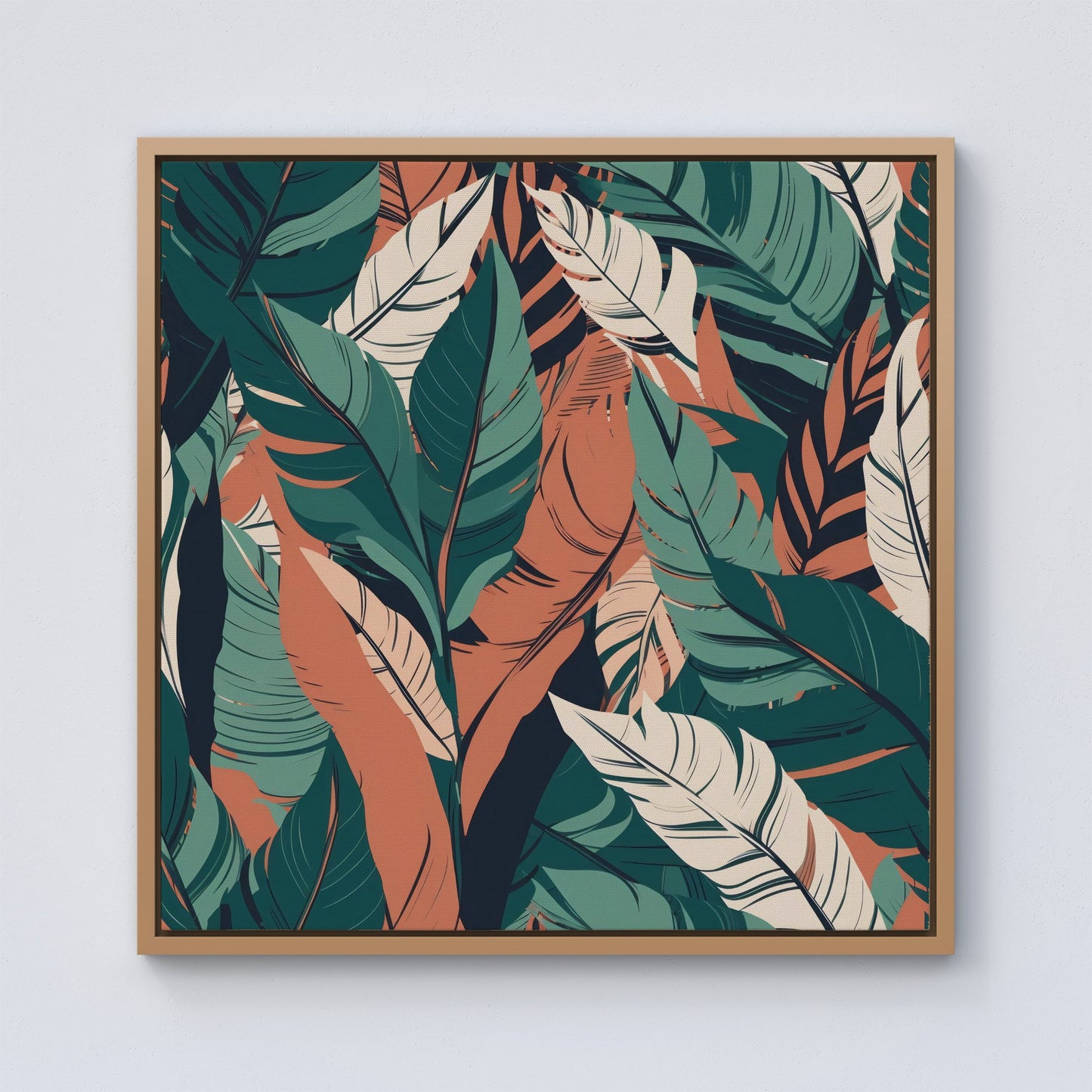 Autumn Tropical Leaves Framed Canvas