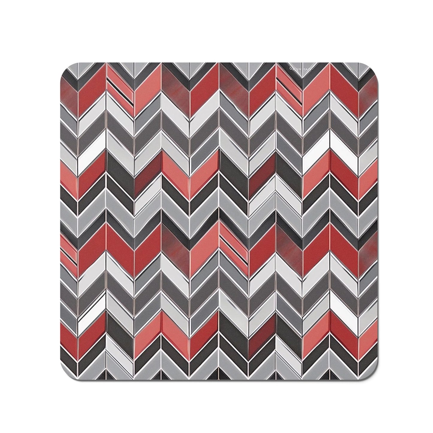 Red Grey Geometric Pattern Coasters