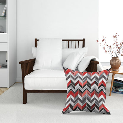 Red Grey Geometric Pattern Floor Cushion