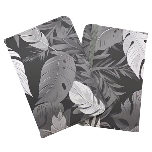 Black White Tropical Leaves Passport Cover