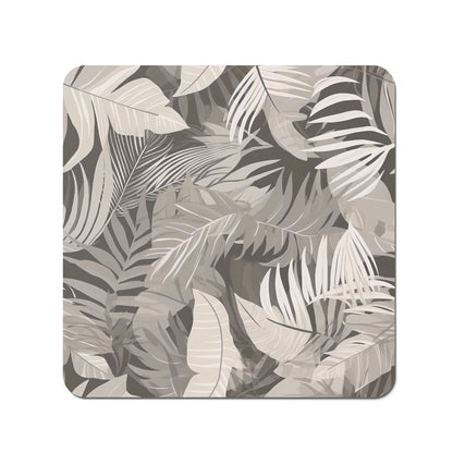 Grey Brown Tropical Leaves Coasters