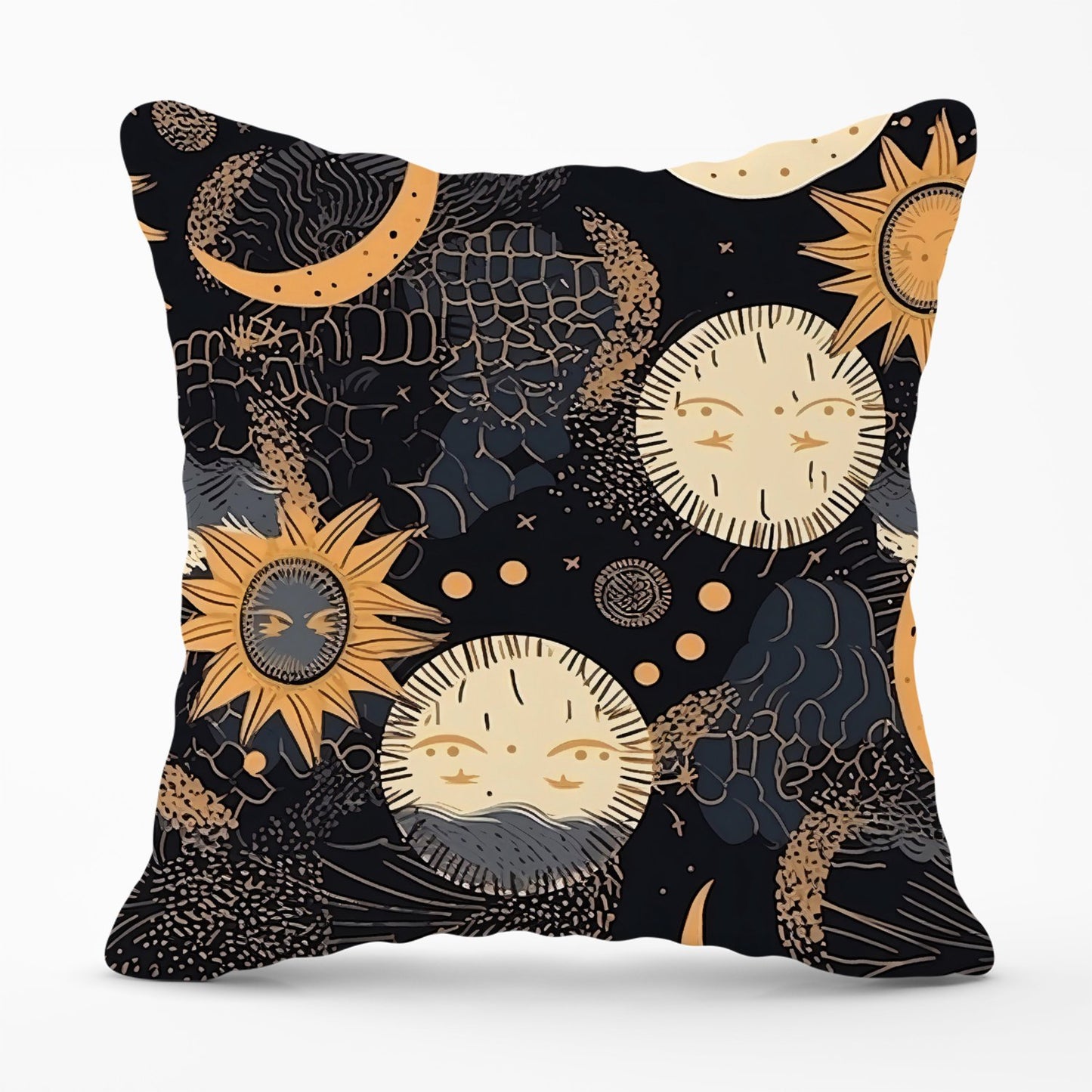 Gold Sun and Moon Outdoor Cushion