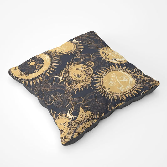 Moon And Sun Gold Blue Floor Cushion