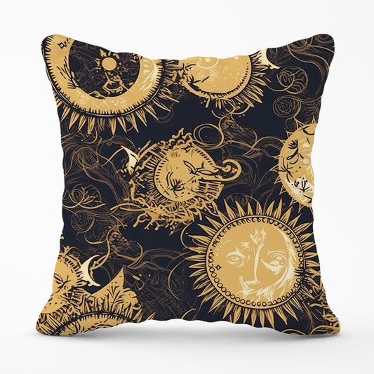 Moon and Sun Gold Blue Outdoor Cushion