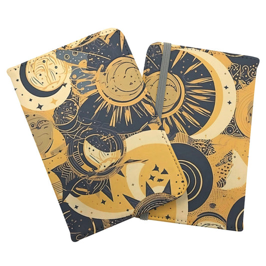 Blue Gold Moon and Sun Passport Cover