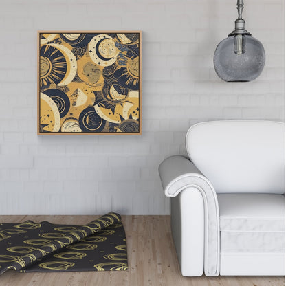 Blue Gold Moon and Sun Framed Canvas