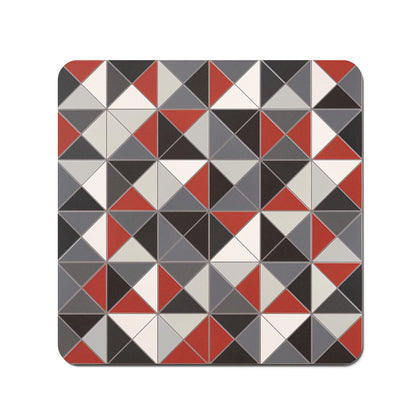 Grey Red Triangle Geometric Coasters