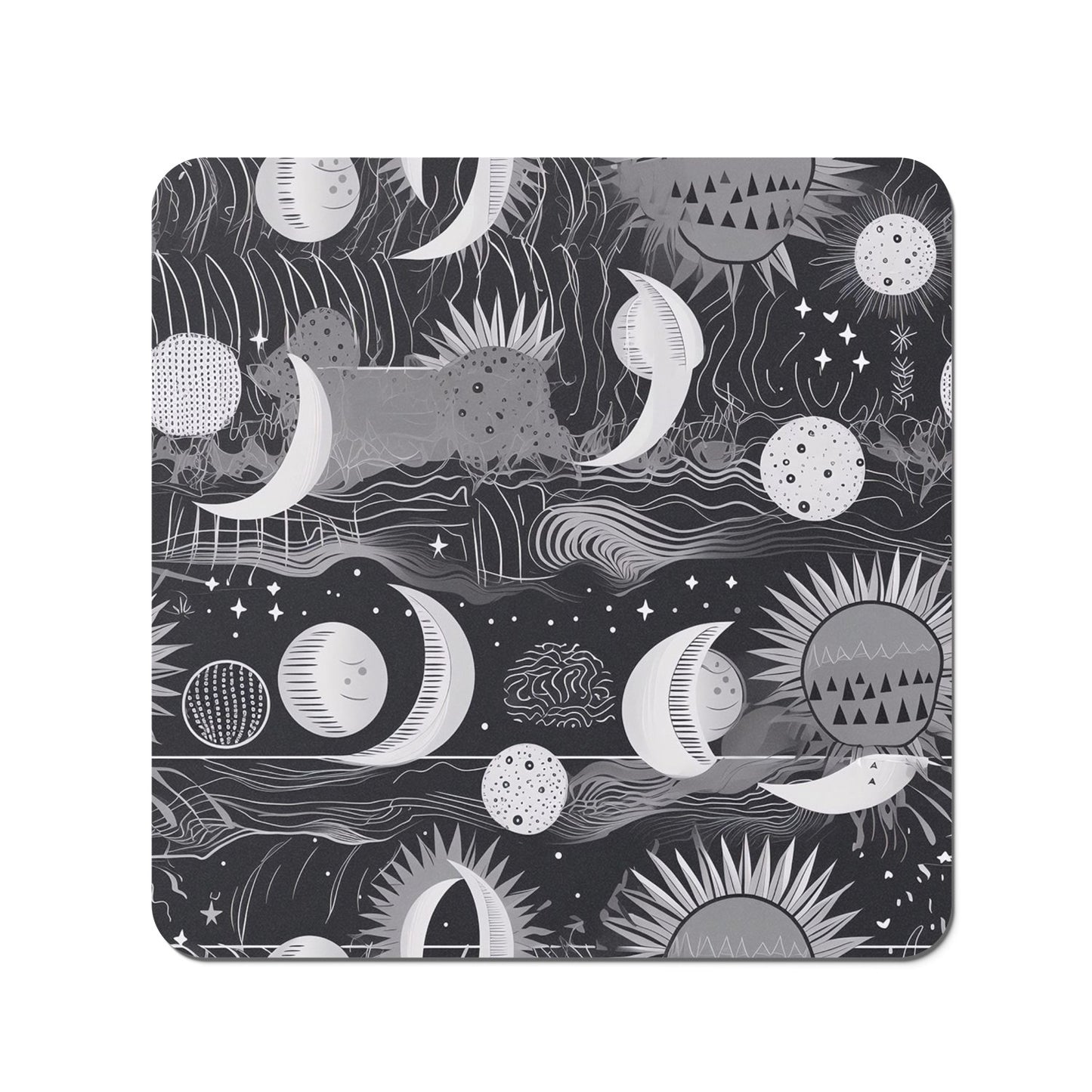 Abstract Black White Moon and Sun Coasters