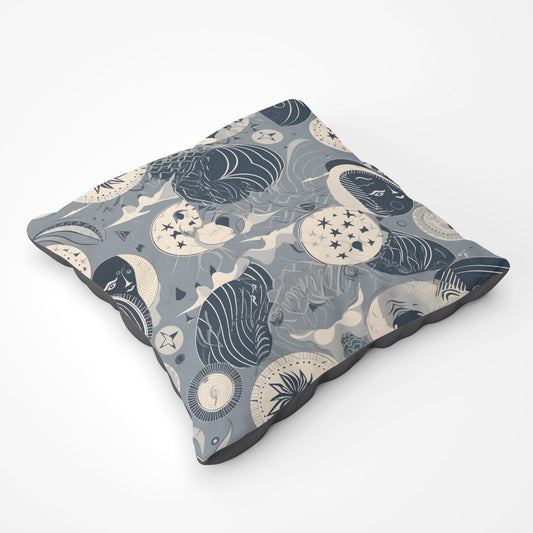 Abstract Moon And Stars Floor Cushion