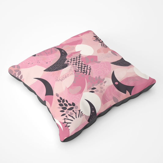 Abstract Pink Moon Pattern Floor Cushion