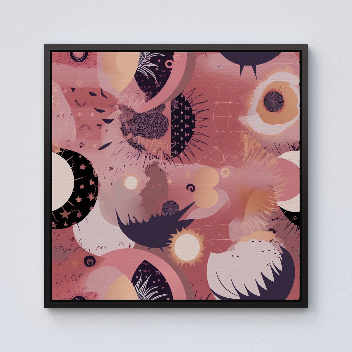 Abstract Red Pink Pattern Framed Canvas