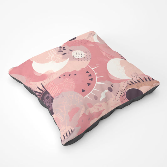 Abstract Pink White Floor Cushion