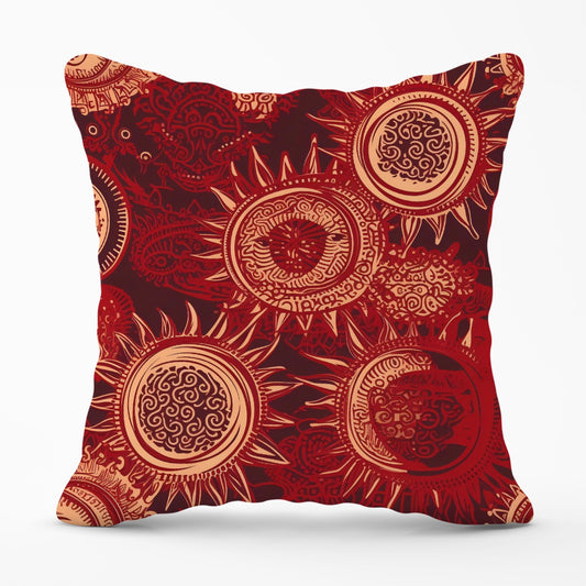 Abstract Red Moon and Sun Outdoor Cushion