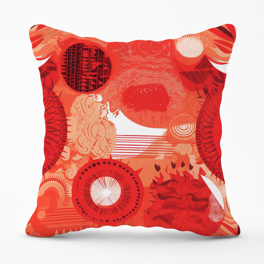 Abstract Red Sun pattern Outdoor Cushion