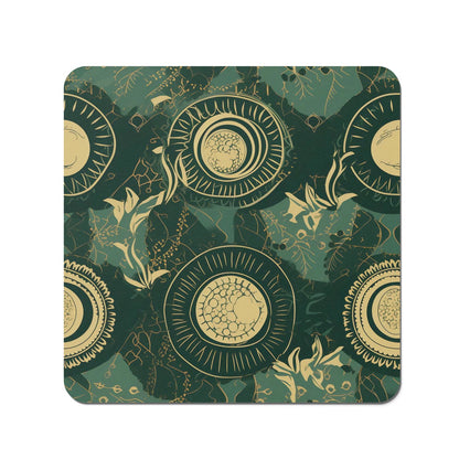 Abstract Green Gold Moon Pattern Coasters