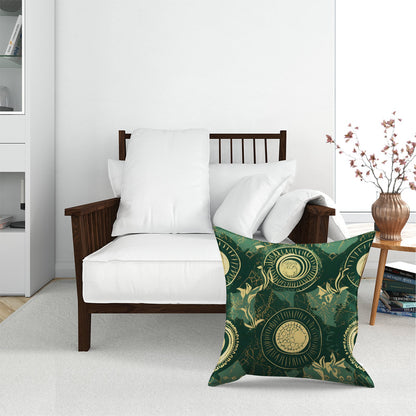 Abstract Green Gold Moon Pattern Floor Cushion