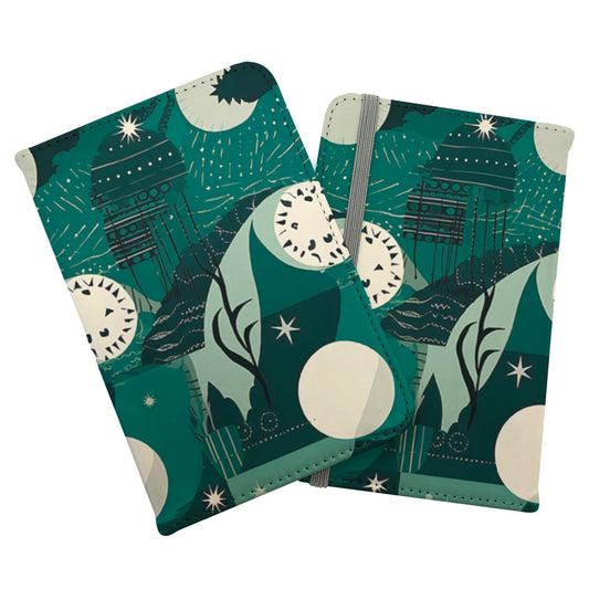 Abstact Green Cream Moon and Stars Passport Cover