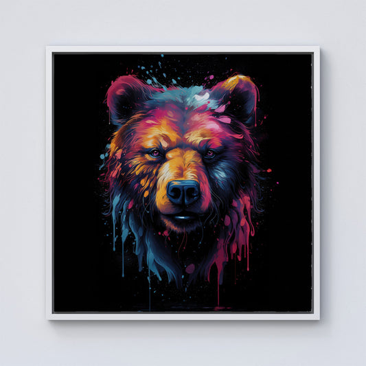 Splashart Bear Face Framed Canvas