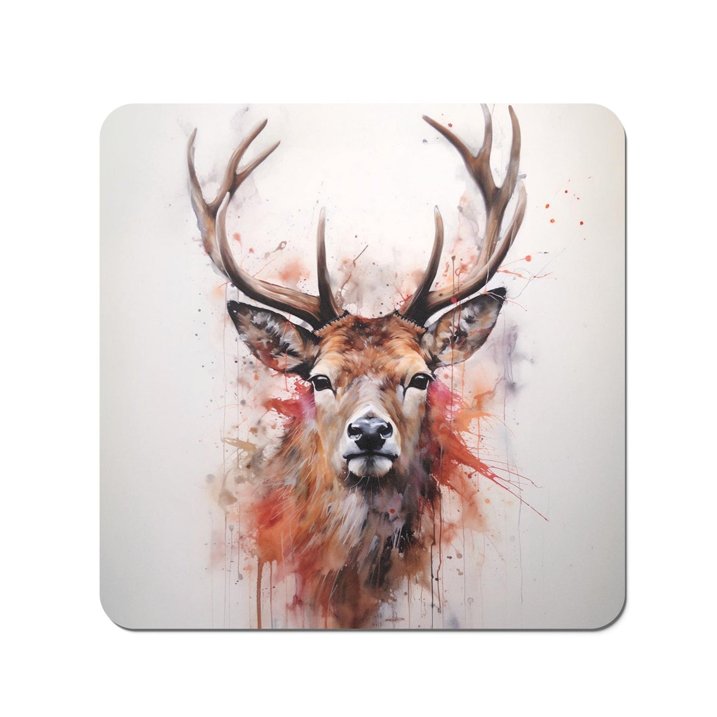 Watercolour Splashart Stag Face Coasters