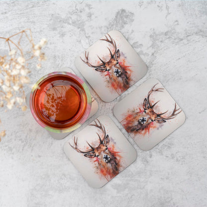 Watercolour Splashart Stag Face Coasters