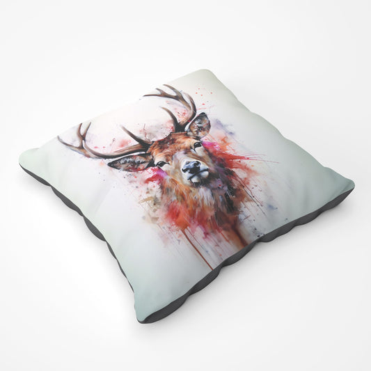 Watercolour Splashart Stag Face Floor Cushion